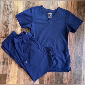 WonderWink Navy Blue Scrub Top & Pants Set